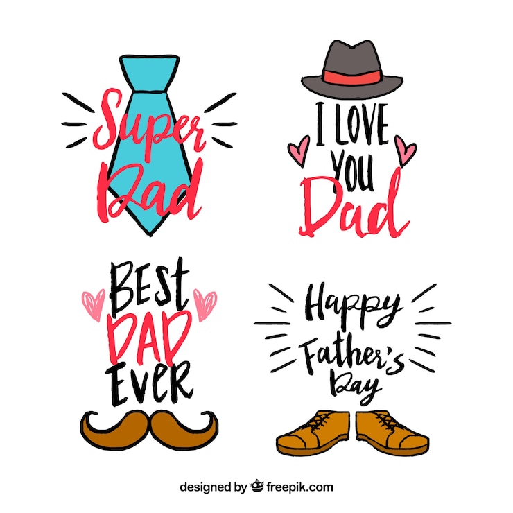 Gratis Vector vaderdag badges collectie in de hand getrokken stijl