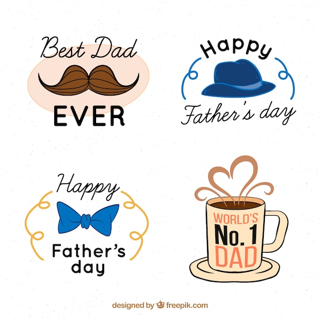 Gratis vector vaderdag badges collectie met accessoires