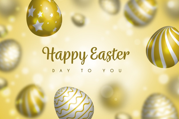 Vage ontwerp gelukkige Pasen-dag met gouden eieren