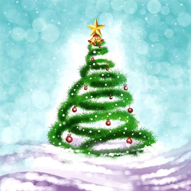 Vakantie decoratieve kerstboom wenskaart achtergrond