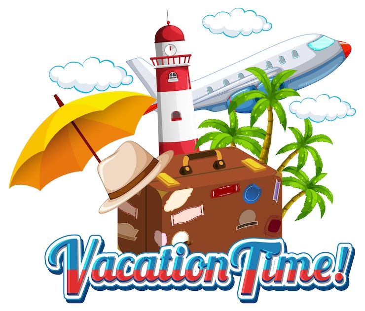 Gratis Vector vakantietijdpictogram met reiselement