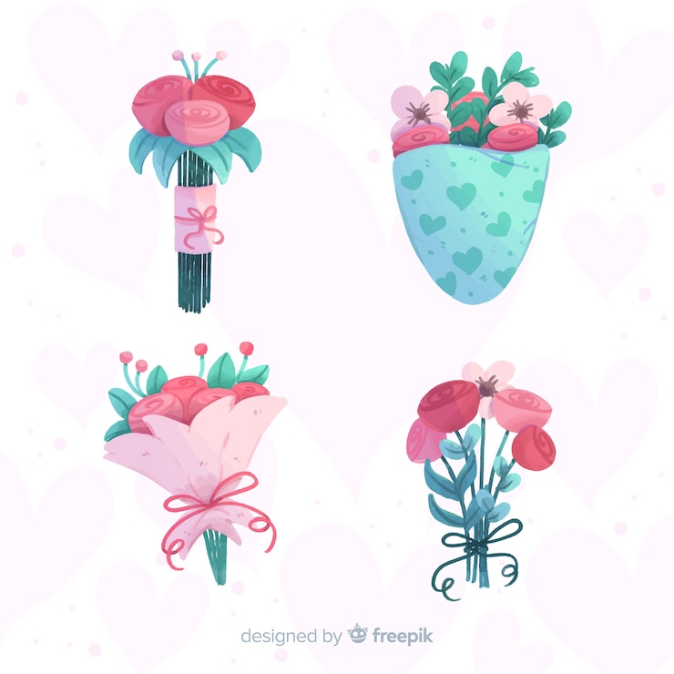 Gratis Vector valentijn boeket-collectie