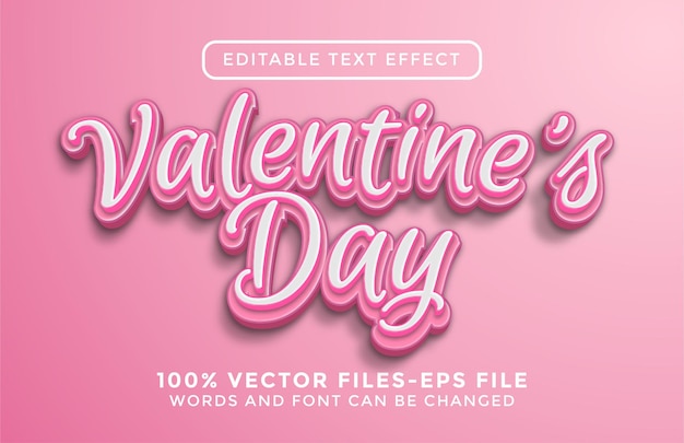 Valentijnsdag 3d-teksteffect. bewerkbare tekst premium vectoren