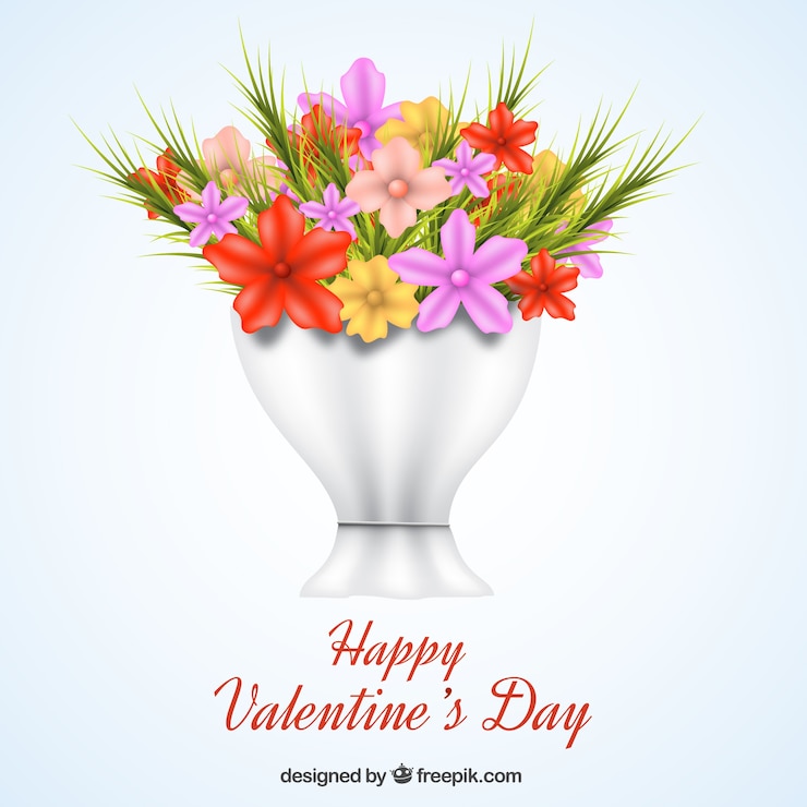 Gratis Vector valentijnsdag achtergrond met bloemen