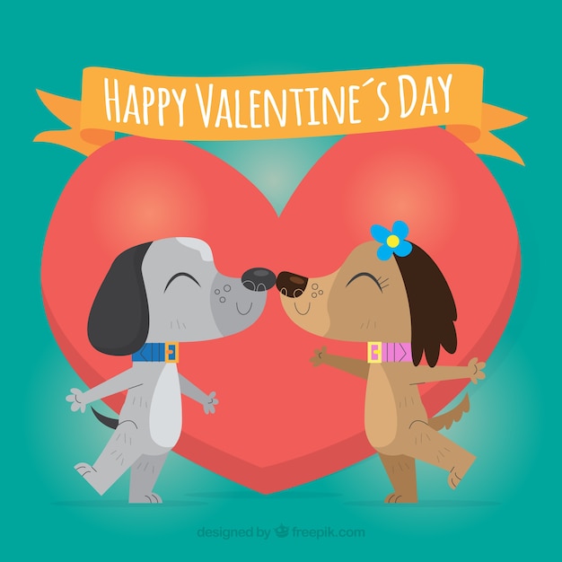 Gratis vector valentijnsdag achtergrond met honden