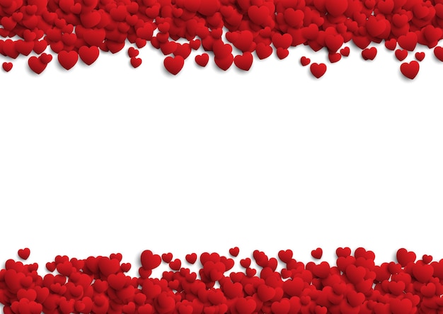 Gratis vector valentijnsdag achtergrond met rode hartrand