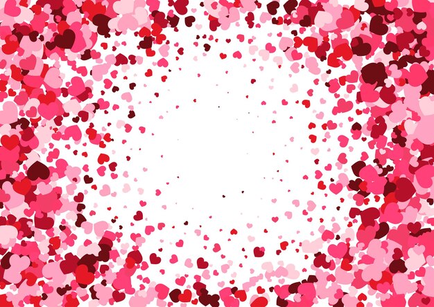 Valentijnsdag achtergrond met roze en rode harten rand
