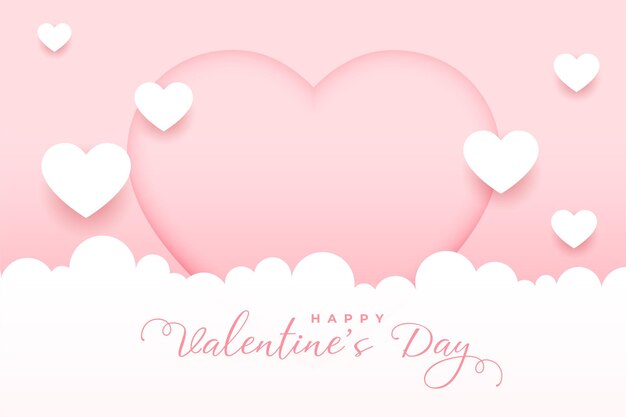 Valentijnsdag achtergrond met vliegende harten in zacht roze backdrop