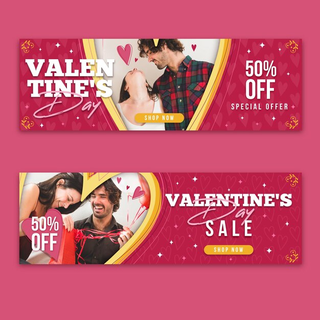 Valentijnsdag banners collectie met foto