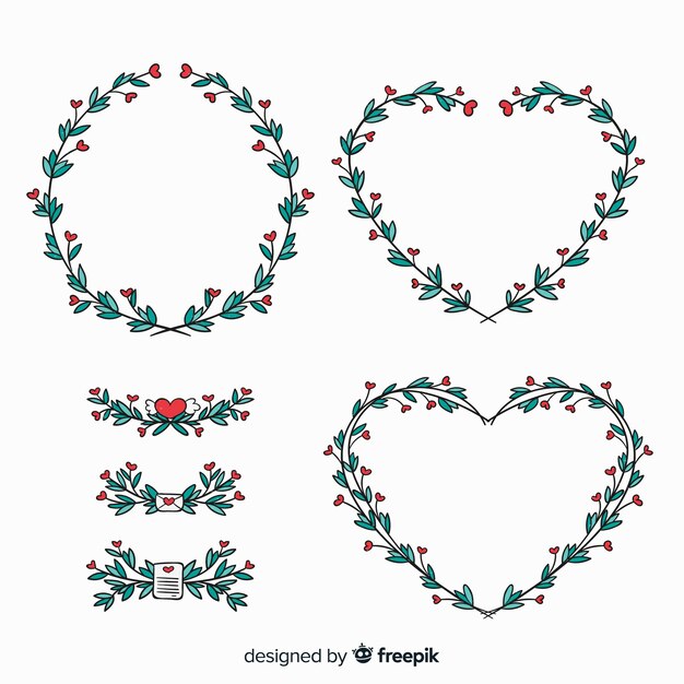 Valentijnsdag bloemenkransen en boeketten