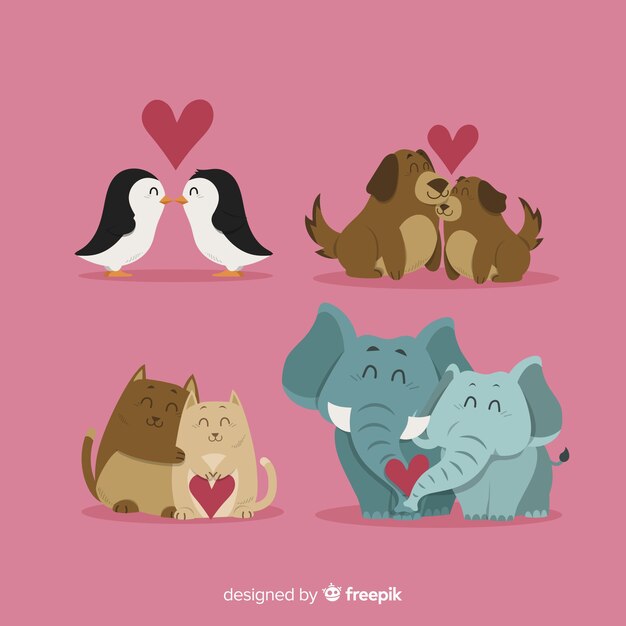 Valentijnsdag dierlijk paar collectie