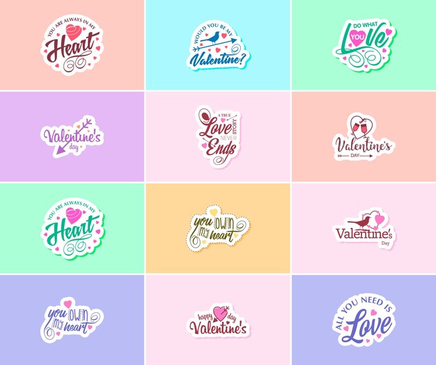 Gratis vector valentijnsdag een tijd voor romantische en creatieve expressie van liefdesstickers