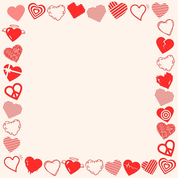Valentijnsdag frame vector, schattig hart boordmotief