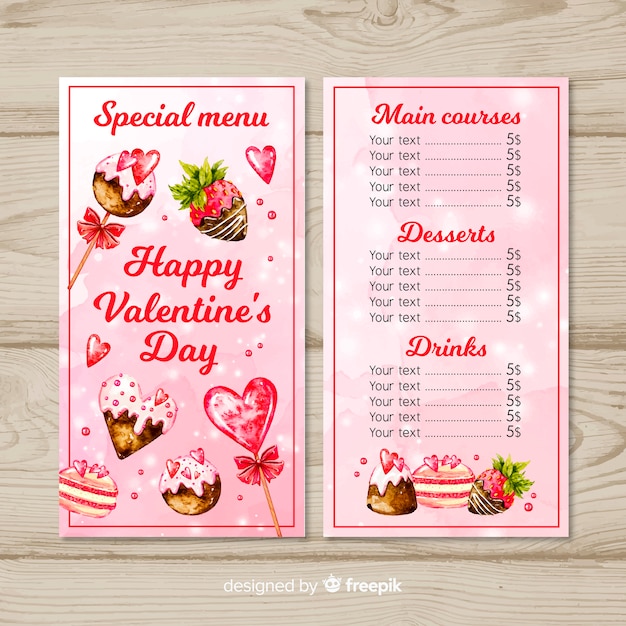 Valentijnsdag menu