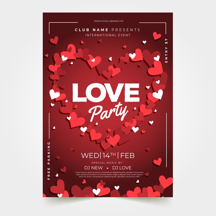 Gratis Vector valentijnsdag partij folder sjabloon