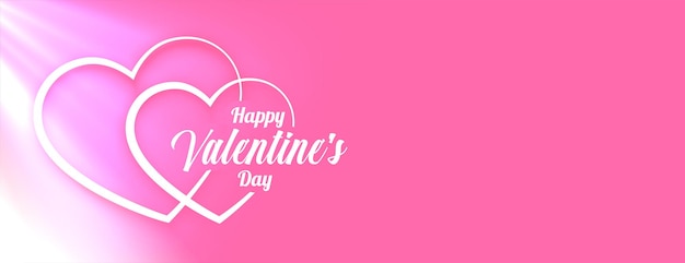 Valentijnsdag roze banner met gloeiend lichteffect