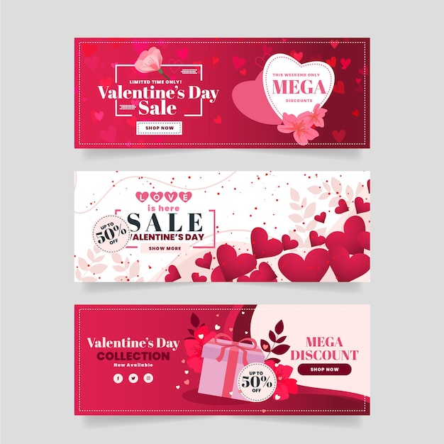 Valentijnsdag verkoop banners collectie