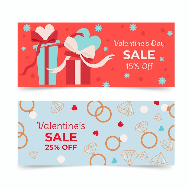 Valentijnsdag verkoop banners collectie