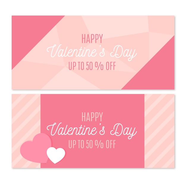 Valentijnsdag verkoop banners in plat ontwerp