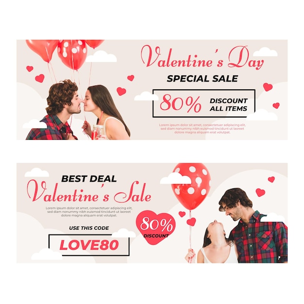 Valentijnsdag verkoop banners met fotocollectie