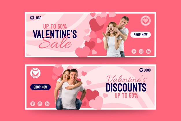 Valentijnsdag verkoop banners sjabloon