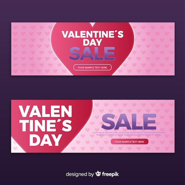 Gratis vector valentijnsdag verkoop banners