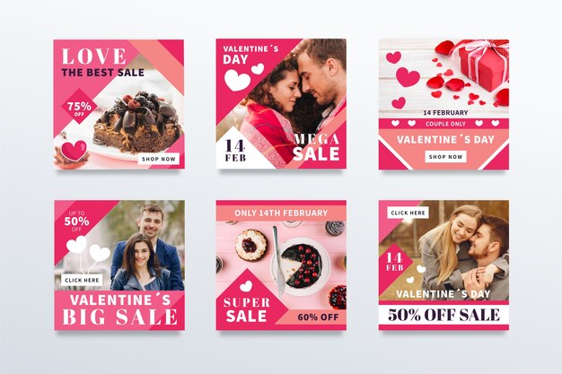 Valentijnsdag verkoop Instagram post collectie