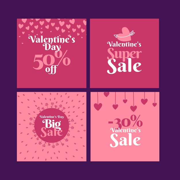 Valentijnsdag verkoop instagram post pack