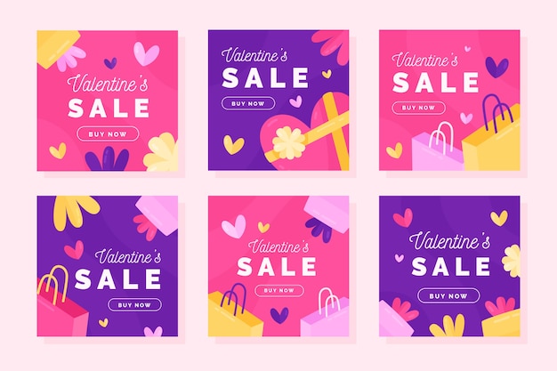 Valentijnsdag verkoop instagram post set