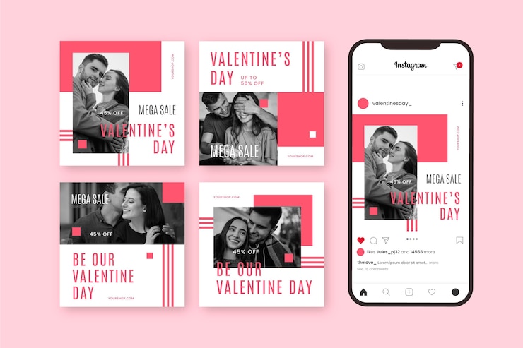 Gratis Vector valentijnsdag verkoop instagram post