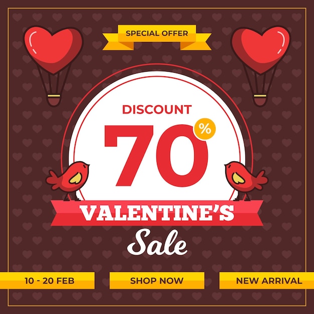 Gratis vector valentijnsdag verkoop vlakke afbeelding