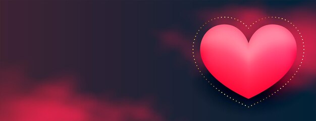 Valentijnsdag webbanner met 3d hart en rode wolk mist