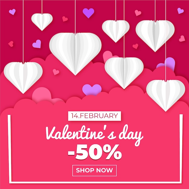 Valentijnsdagverkoop in papieren stijl 50% korting