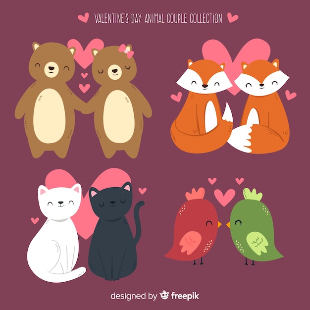 Valentijnskaart die dierlijke paarinzameling glimlachen