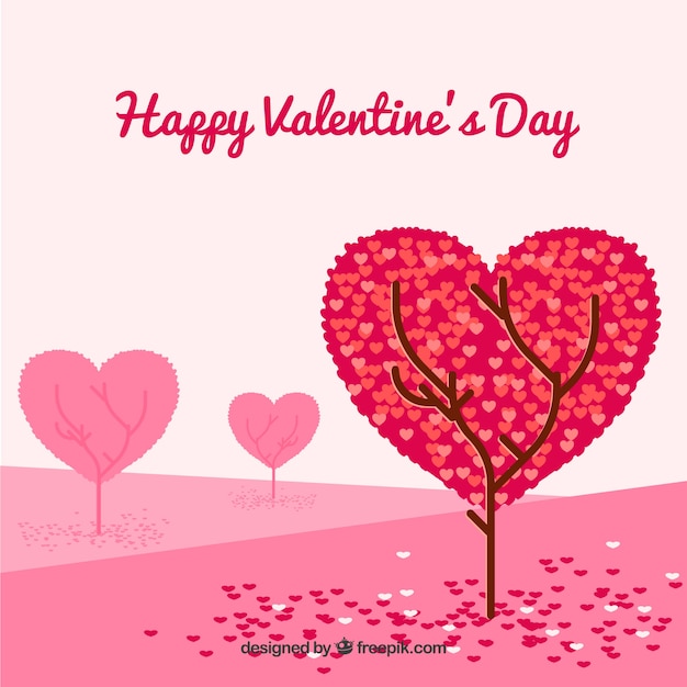 Gratis vector valentine-achtergrond met boom