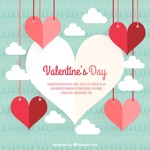 Gratis vector valentine-achtergrond met het hangen van harten