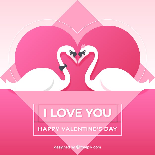 Gratis vector valentine-achtergrond met zwanen