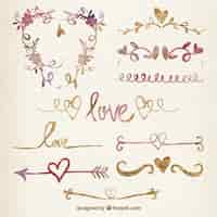 Gratis vector valentine aquarel ornamenten