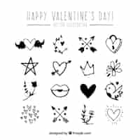 Gratis vector valentine doodle elementen pack