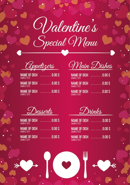 Valentine roze speciaal menu