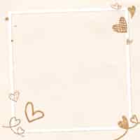 Gratis vector valentine's glittery hart frame beige verfrommeld achtergrond
