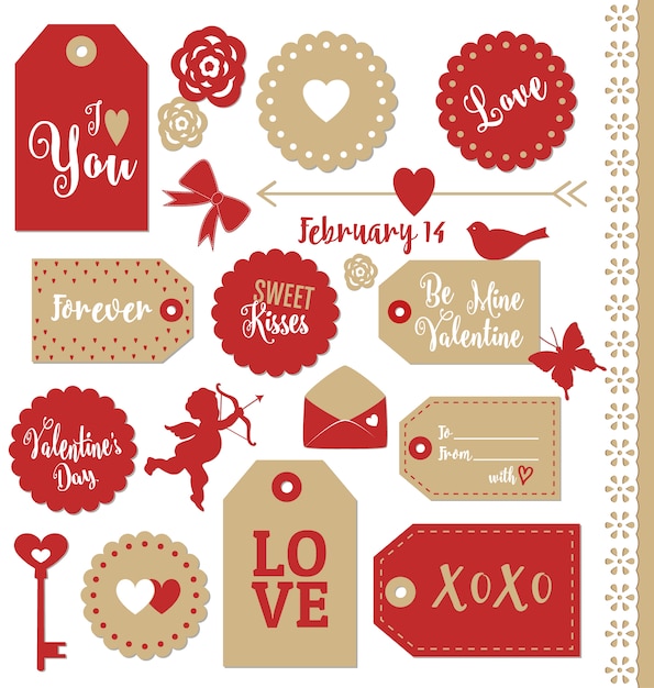 Gratis vector valentine's labels collectie
