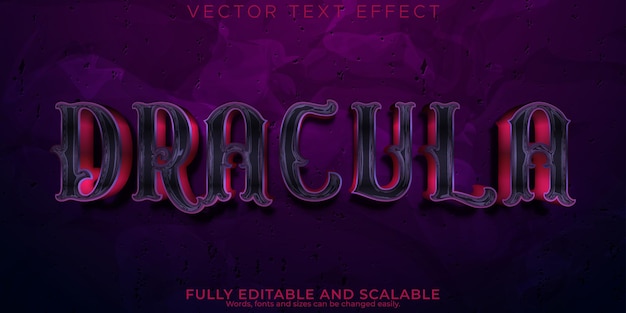 Gratis vector vampierbloed teksteffect bewerkbare rode en horror tekststijl