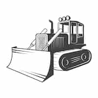 Gratis vector van bulldozer. zwart en wit