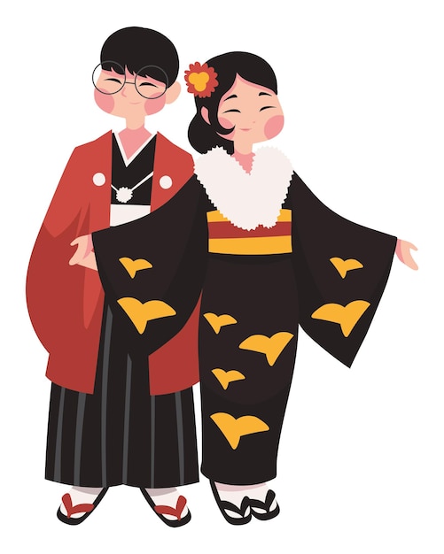 Gratis vector van het komende tijdperk dag personages japan illustratie