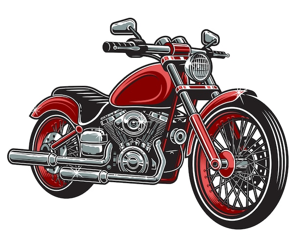 Gratis vector van rode kleur motorfiets geïsoleerd op een witte achtergrond.