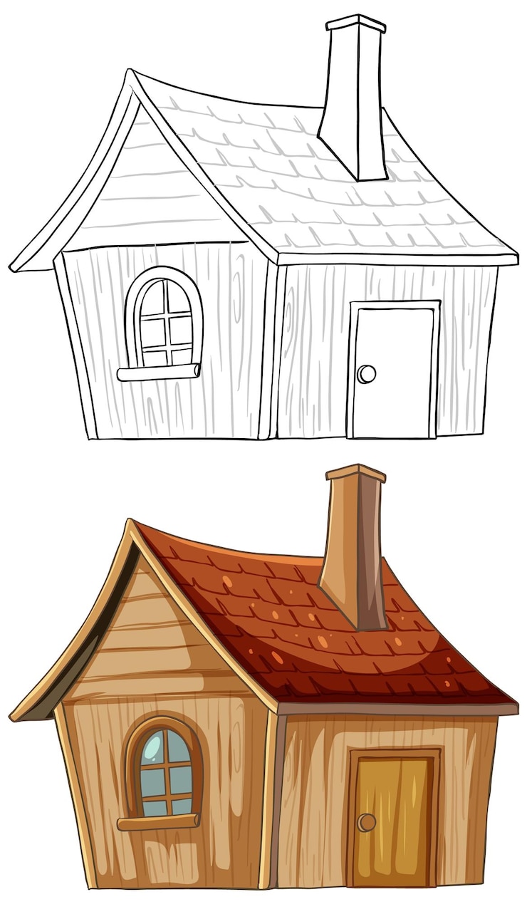 Gratis Vector van schets tot realiteit gezellige huisillustratie