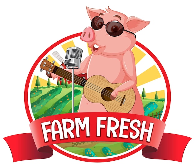 Varkensbedrijf vers logo voor varkensvleesproducten