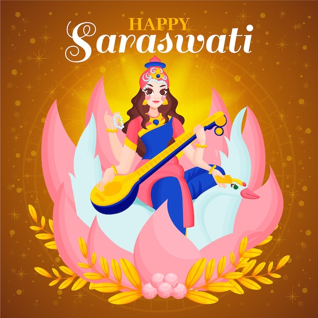 Vasant panchami festival saraswati plat ontwerp