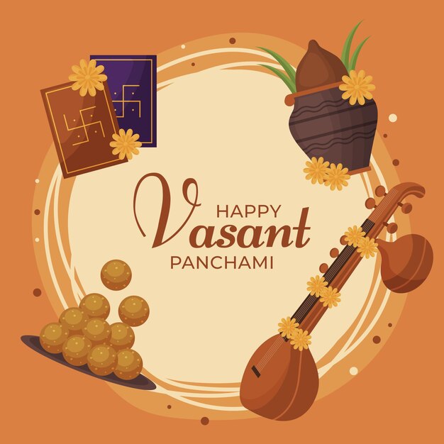 Vasant panchami in plat ontwerp